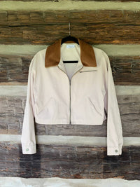SAGE THE LABEL Bramble Cropped Barn Jacket in brown - women's jacket - detail view