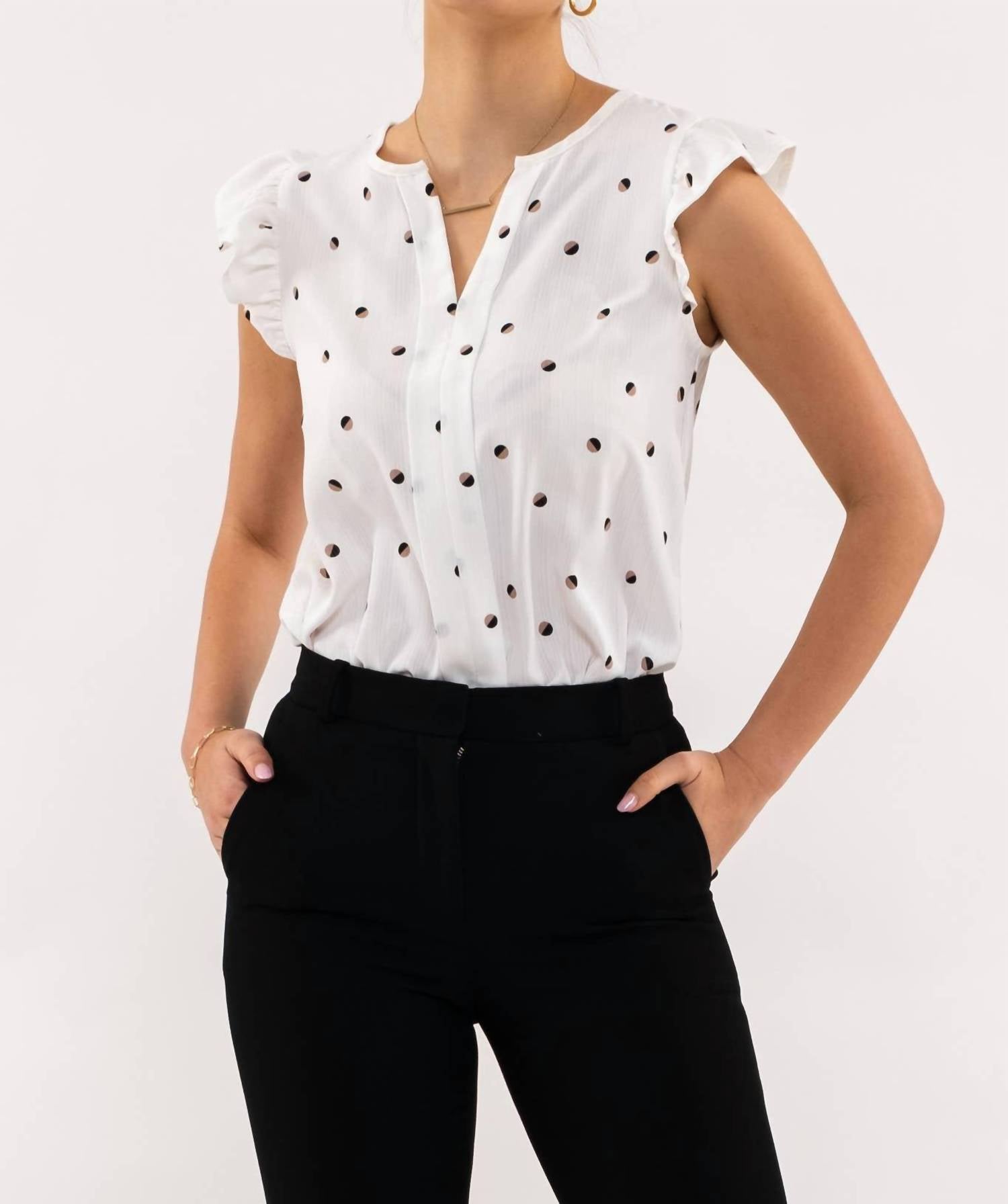 Blu Pepper - Two Tone Polka Dot Top
