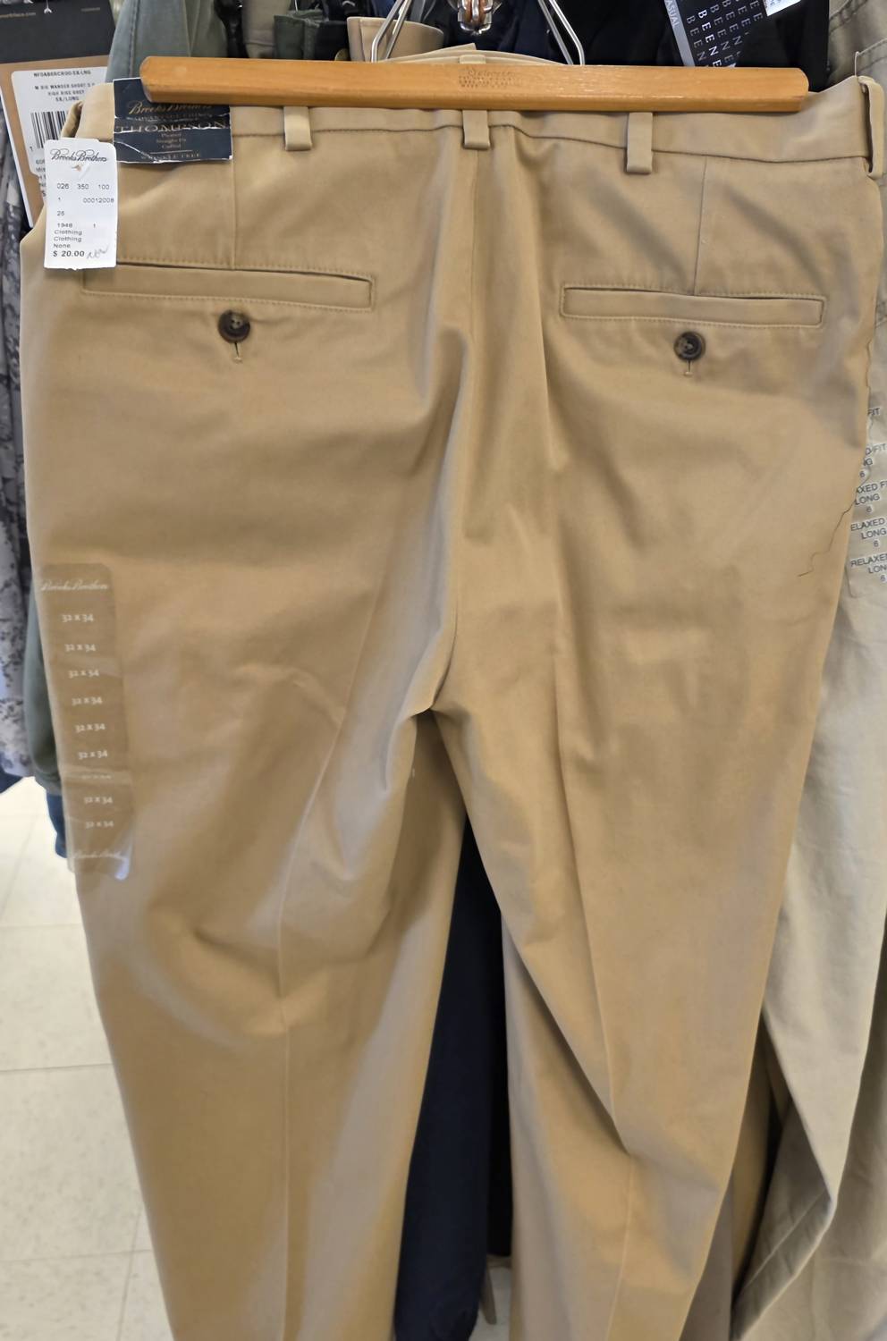 Brooks Brothers Men's Thompson Advantage Chino Pleated Pants in dark khaki - men's pants - detail view