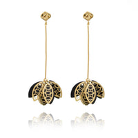 Georgina Jewelry - Women's Onyx Leaf Earrings