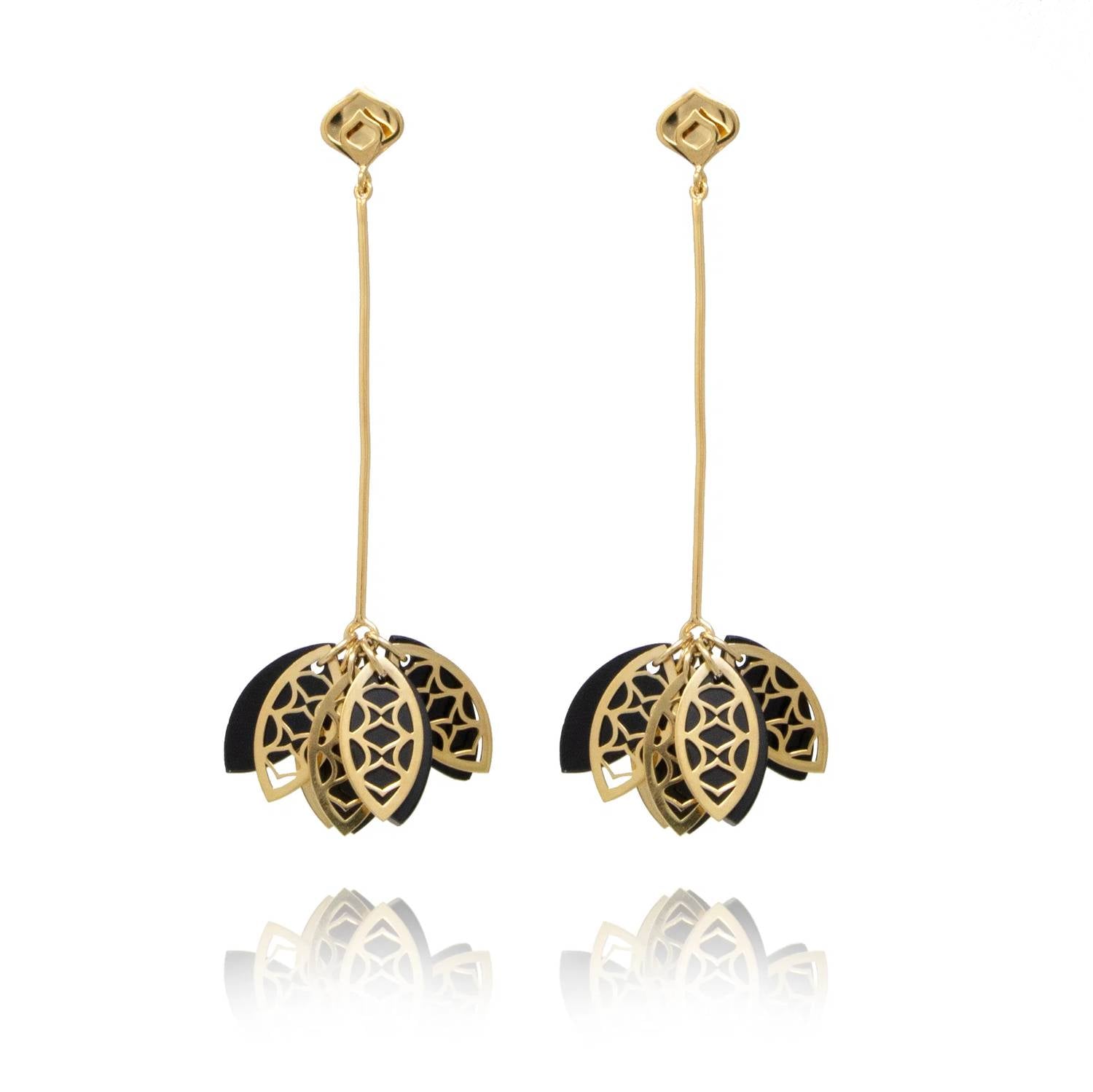 Georgina Jewelry - Women's Onyx Leaf Earrings
