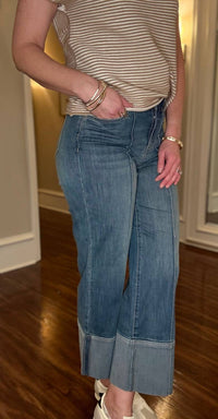 FDJ Olivia Wide Leg Jeans in medium wash 1 - women's jeans - detail view