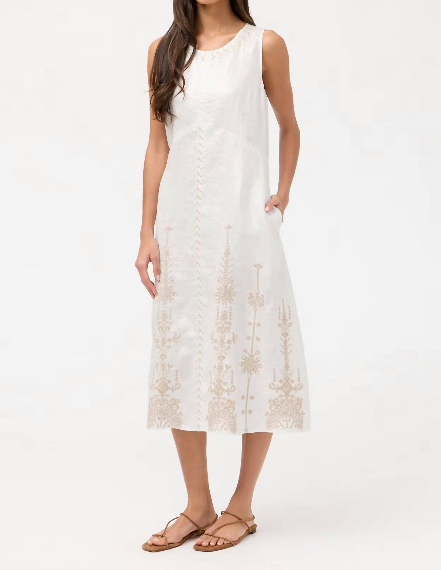 Johnny Was - LINEN CHEVRON MIDI TANK DRESS