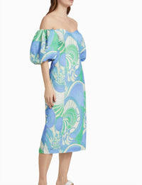 Rhode - Karima Short Puff Sleeves Midi Dress
