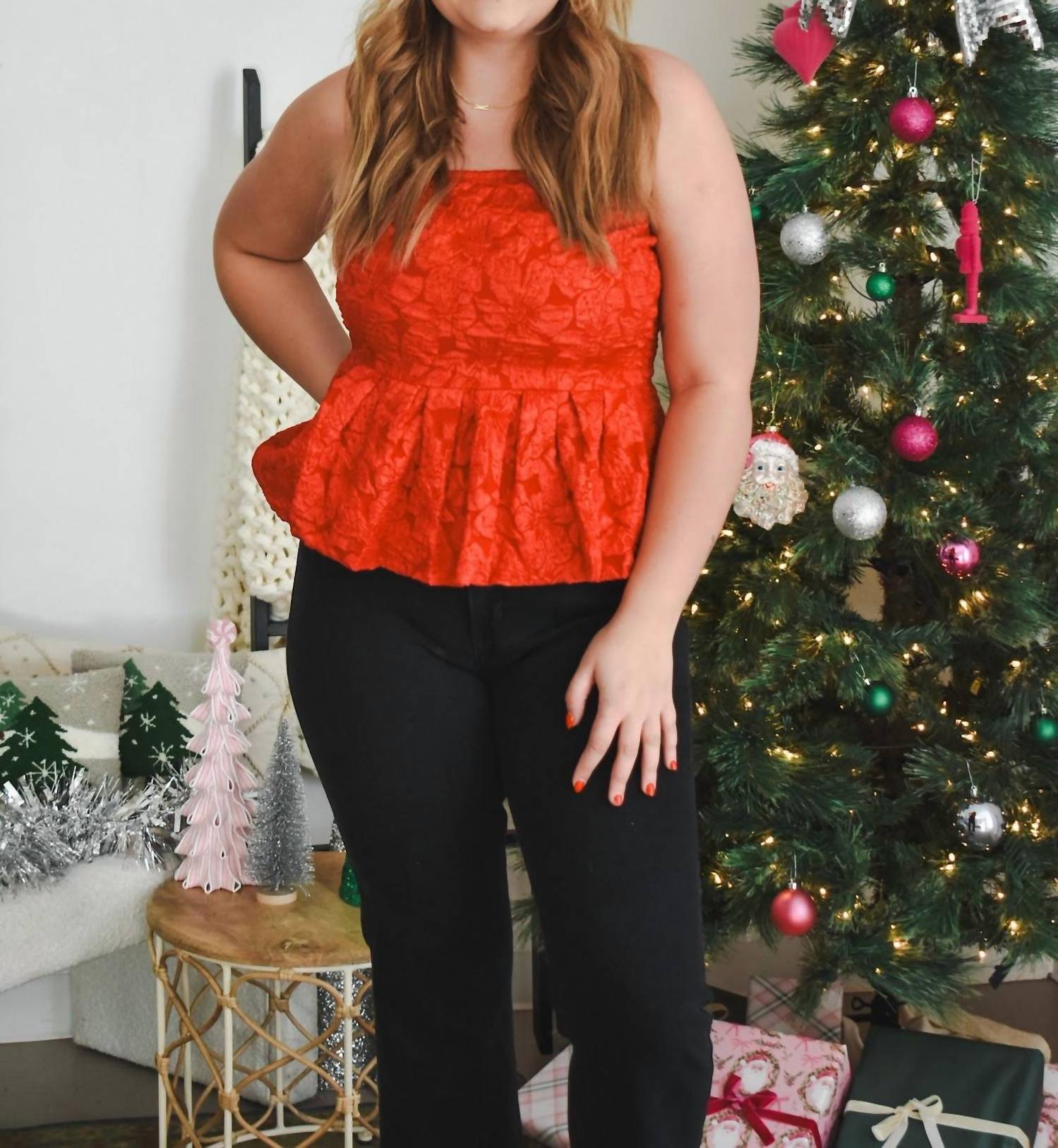 Sugarlips - Women's Arielle Jacquard Peplum Top