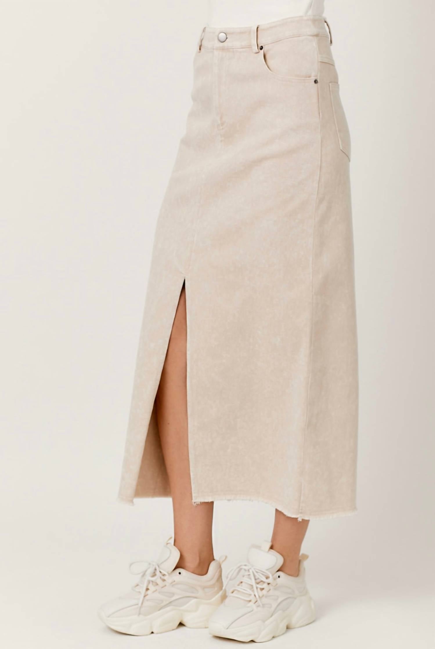 Mystree - Washed Front Slit Skirt