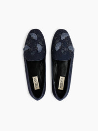 Arteana Women's Flora Smoking Slipper in navy - women's shoe - alternate view