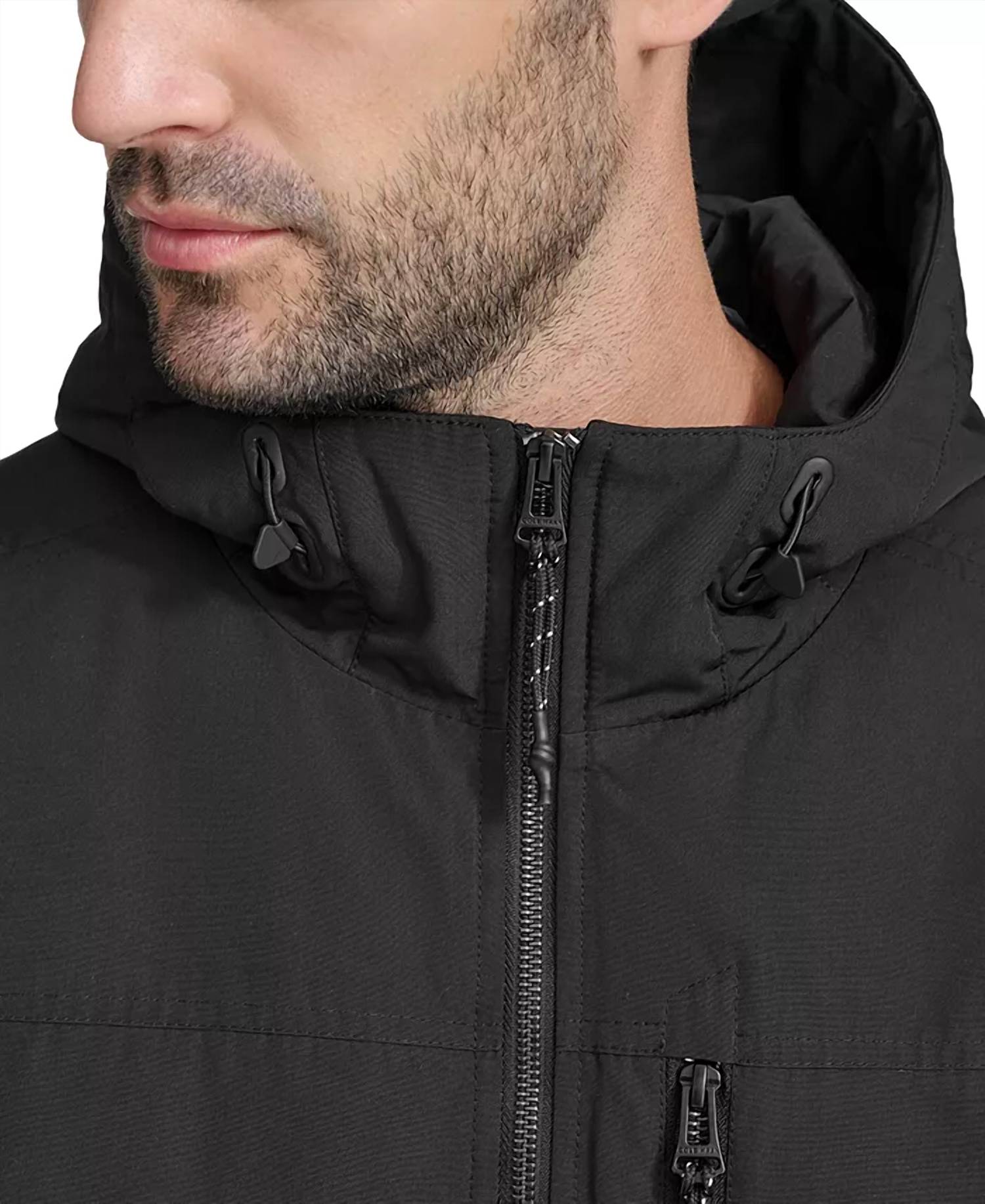 COLE HAAN Down Puffer Insulated Hooded Full Zip Jacket in black - men's jacket - view 5