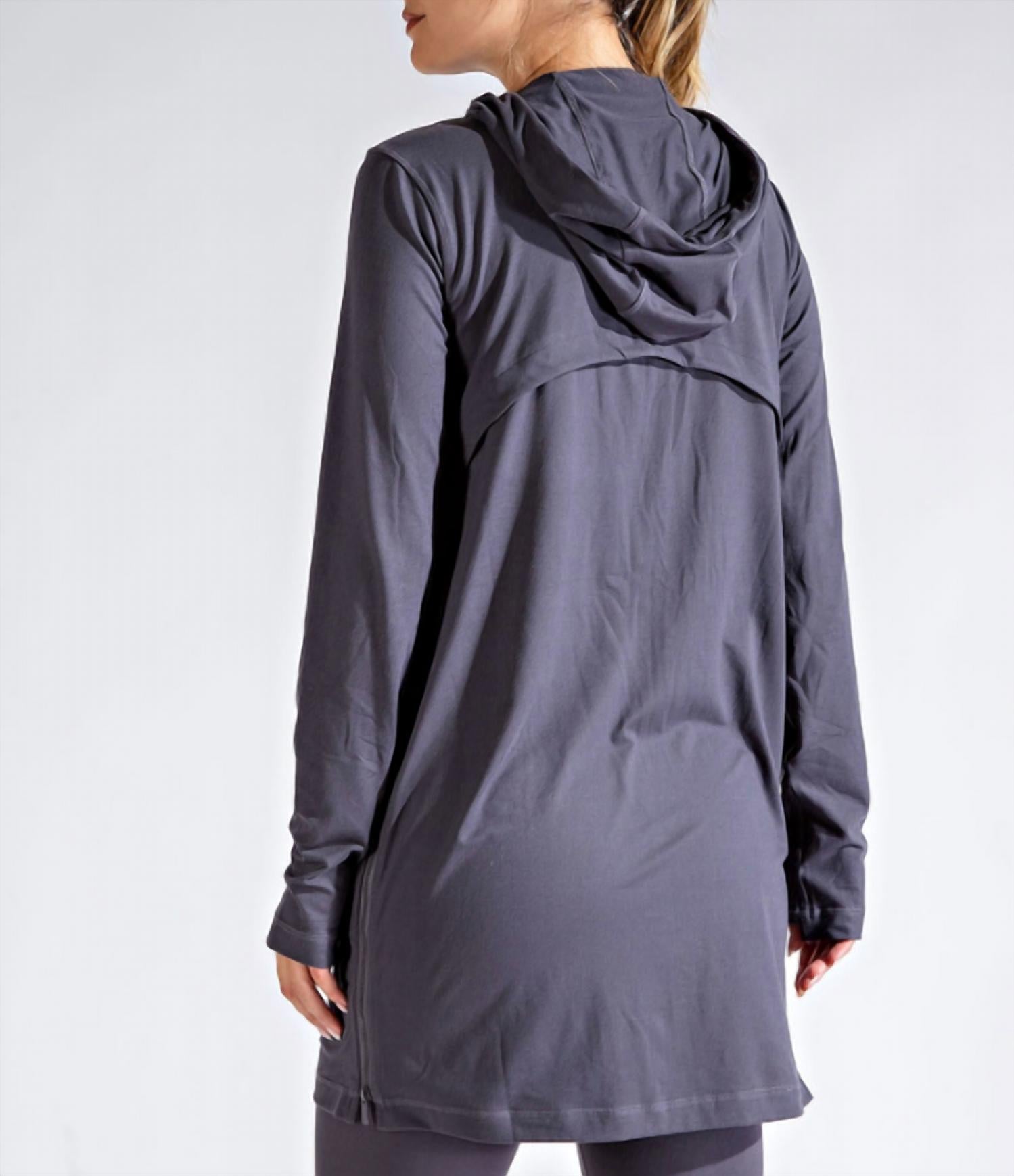 RAE MODE Long Hooded Active Jacket - Plus Size in titanium - women's jacket - view 6