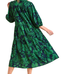 Umgee - Two Tone Floral Print Midi Dress
