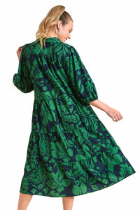 Umgee - Two Tone Floral Print Midi Dress
