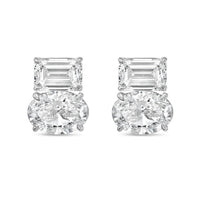 Diana M Jewels - Women's Emerald & Oval Lab-grown Diamond Stud Earrings (10.00 Tcw) - Bold