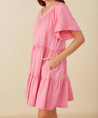 Hayden La - Tiered Tensel V-Neck Dress