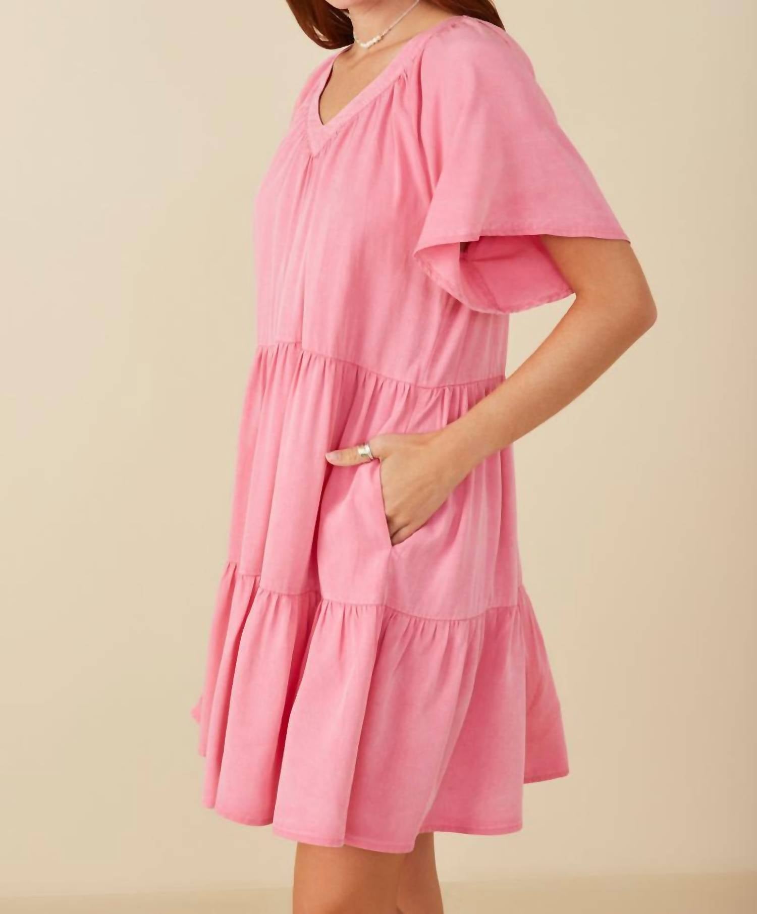 Hayden La - Tiered Tensel V-Neck Dress