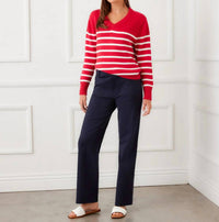 Karen Kane - Stripe V-Neck Sweater