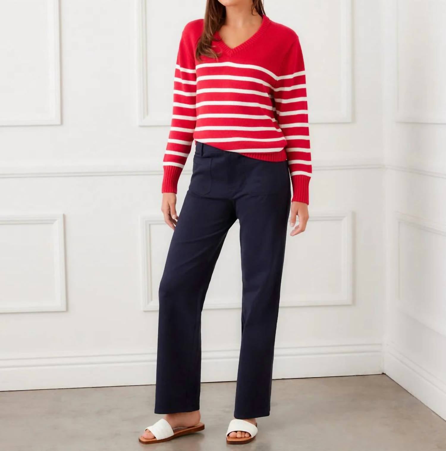 Karen Kane - Stripe V-Neck Sweater