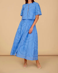 Olivia by Livro Heidi Top in azul lace - women's blouse - detail view