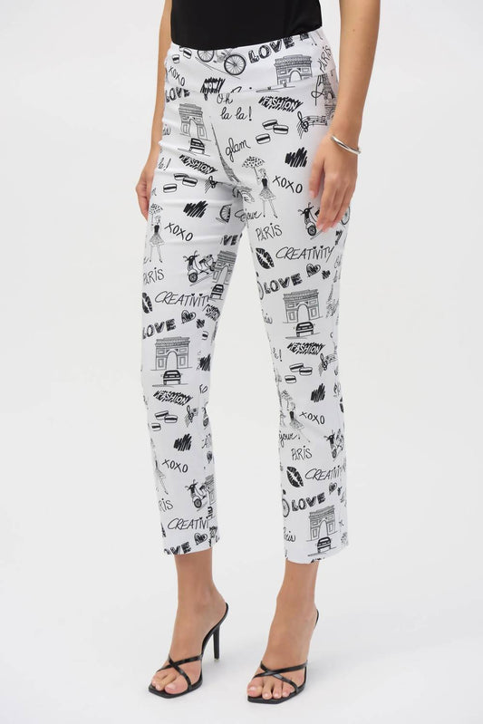 Joseph Ribkoff - Printed Pull On Straight Cropped Pants