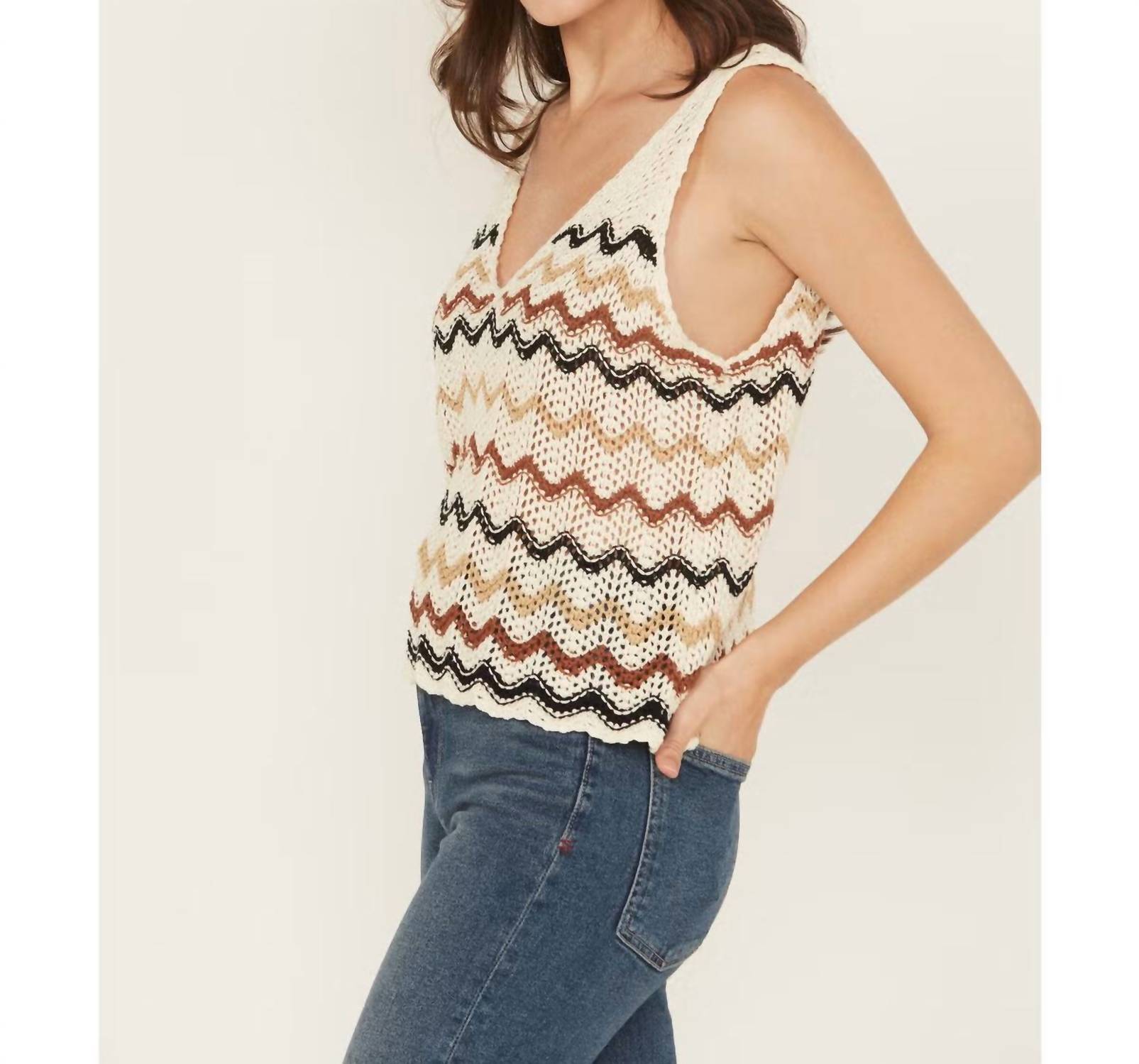 Wrangler - Striped Print Sleeveless Sweater Tank Top
