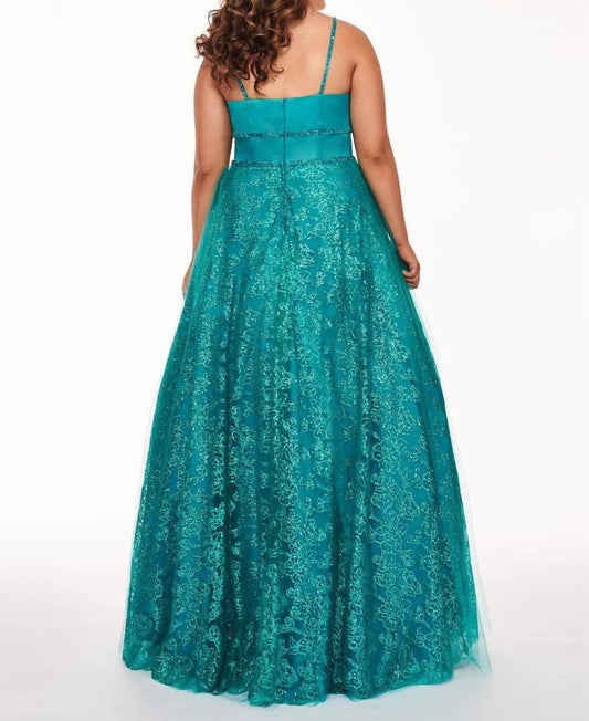 Rachel Allan - Matte Satin Glitter Tulle Prom Gown