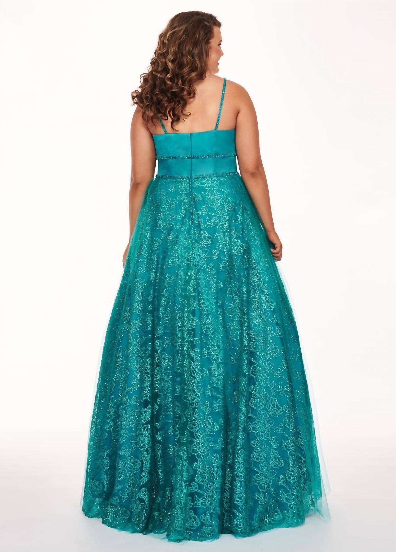 Rachel Allan - Matte Satin Glitter Tulle Prom Gown