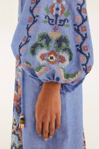 Farm Rio - Garden Tapestry Embroidery Long Sleeve Midi Dress