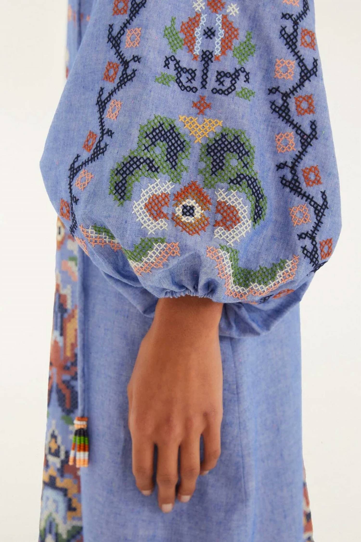 Farm Rio - Garden Tapestry Embroidery Long Sleeve Midi Dress
