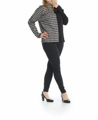 Papillon - Houndstooth Patchwork Mock Neck Sweater