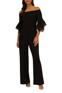 Adrianna Papell - Off Shoulder Flounce Sleeve Zipper Back Jumpsuit