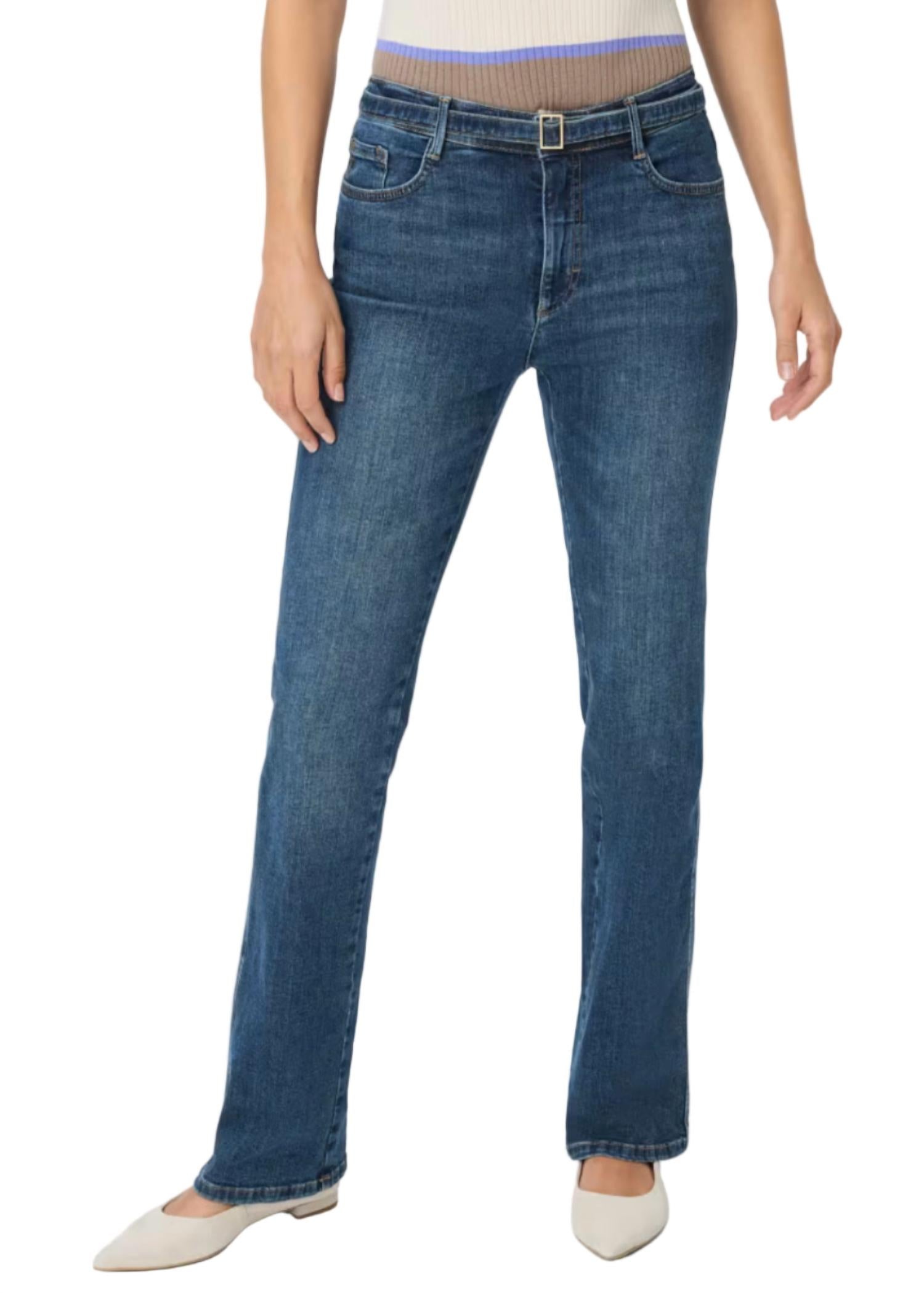 Brax Mary Five Pocket Bootcut Jean in used stone blue - women's jeans