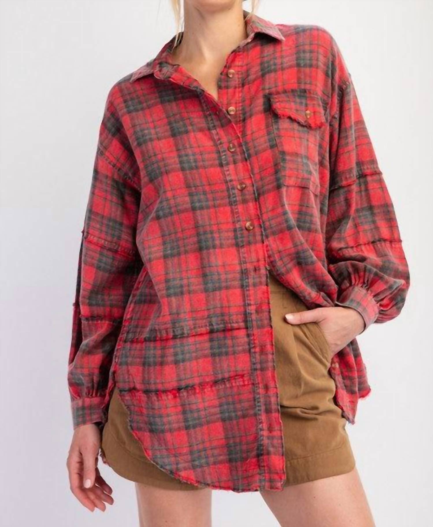 Easel Fredi Plaid Shirt in rust - women's shirt