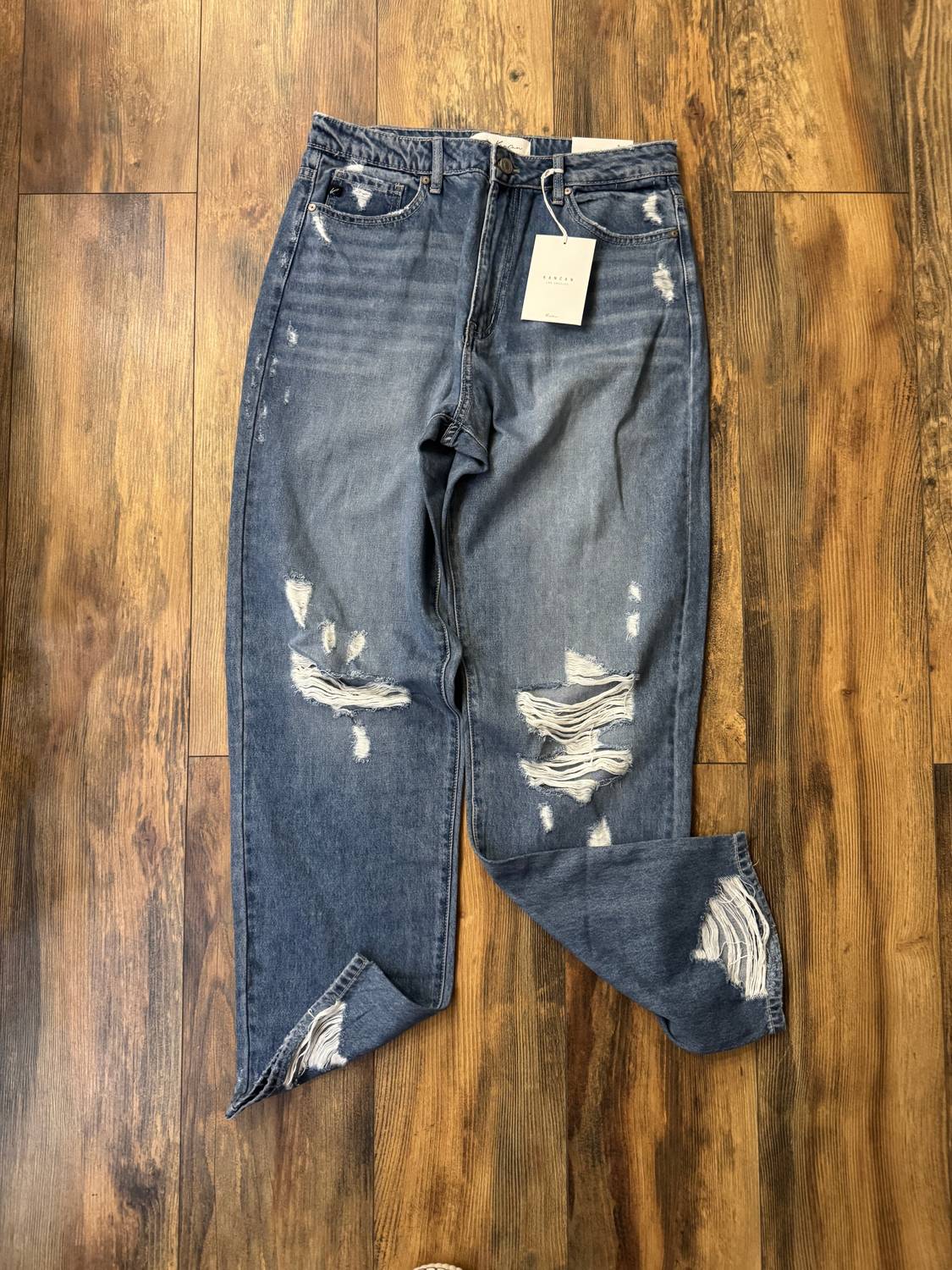Kancan - Women's Distressed Wide Leg Jeans