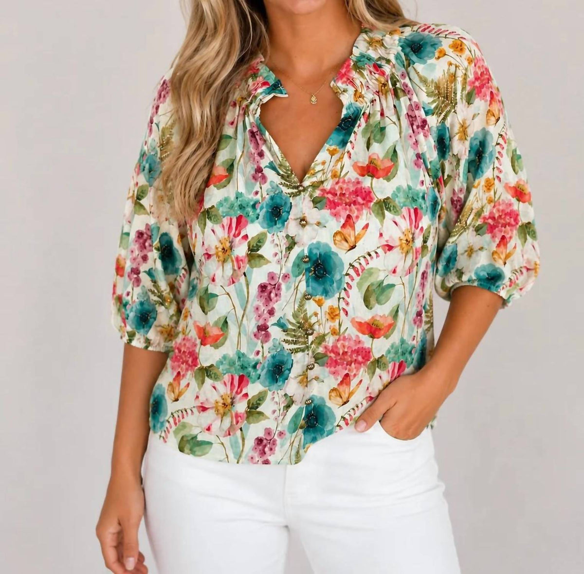 Joy Joy - Wildflower Peasant Top