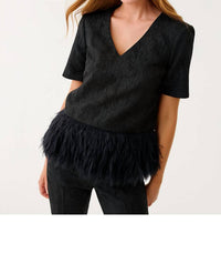 Lilly Pulitzer Rylan V-neck Top in noir exploded flower - women's blouse - alternate view