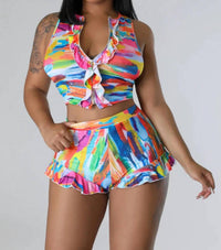 Maypink - My Pleasure Ruffle Trim Two Piece Short Set