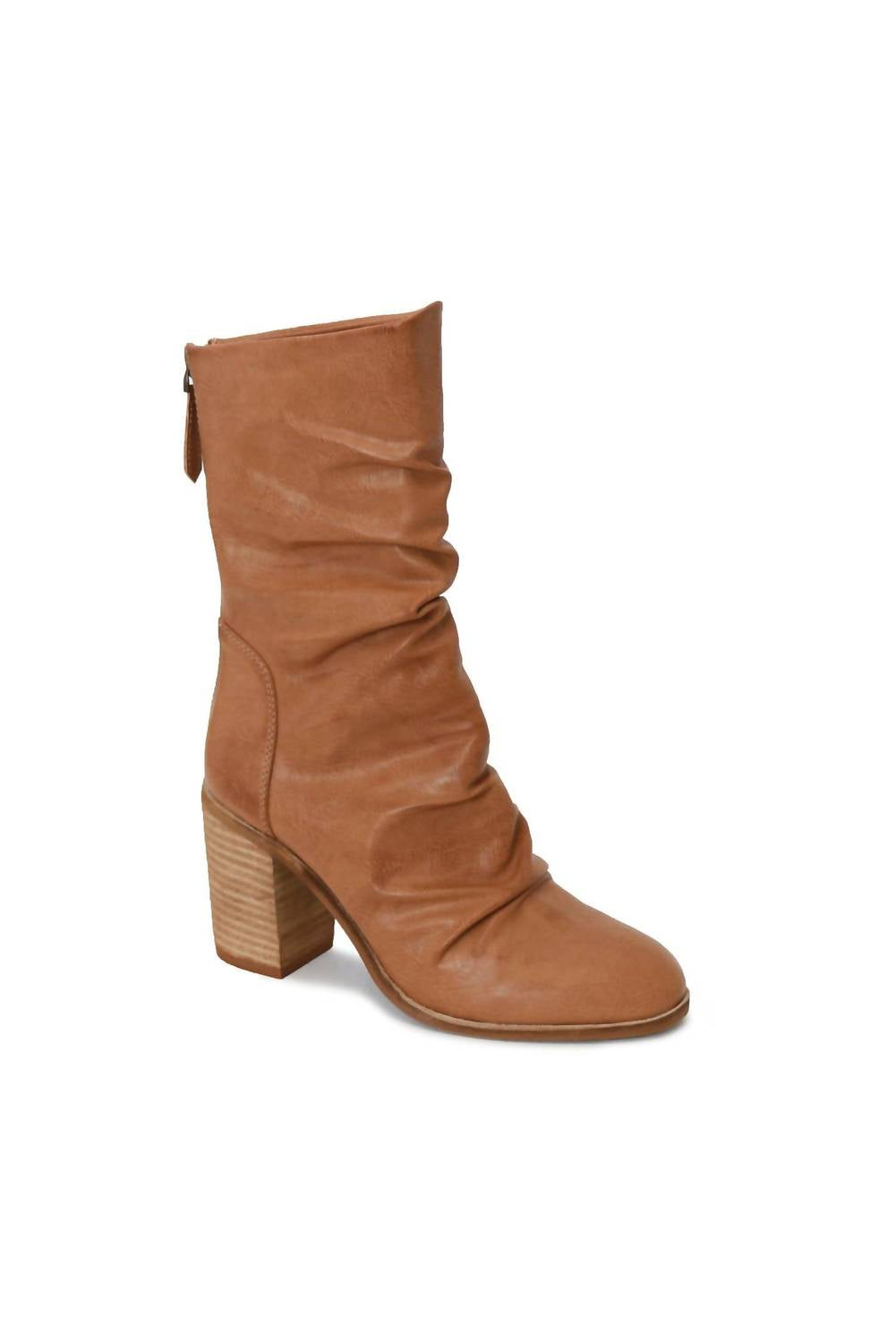 BEAST FASHION Women's Ciena Slouchy Mid-calf Boot in camel - women's shoe - detail view