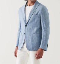 Patrick Assaraf - STRIPED LINEN TWO-BUTTON BLAZER