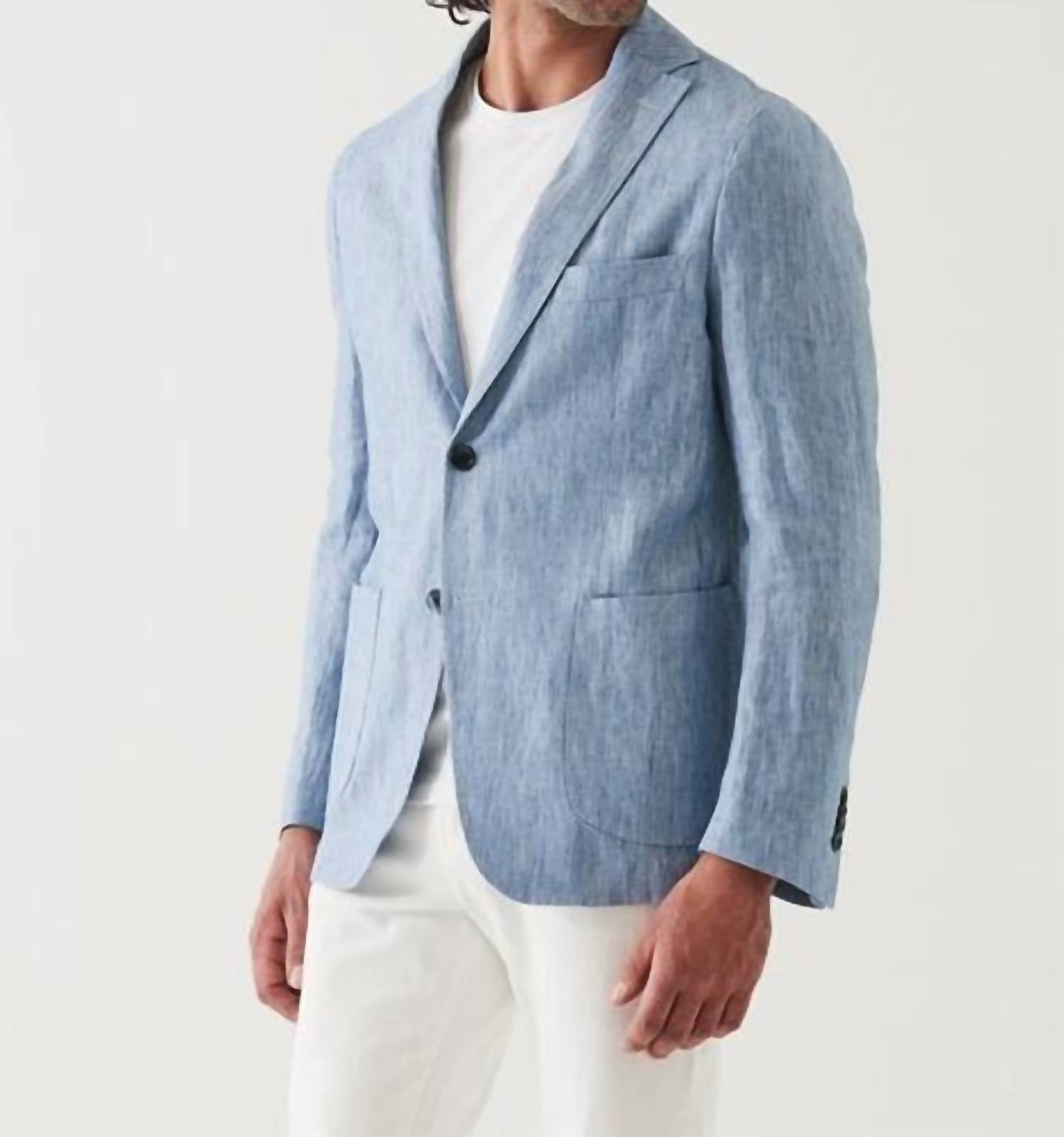 Patrick Assaraf - STRIPED LINEN TWO-BUTTON BLAZER