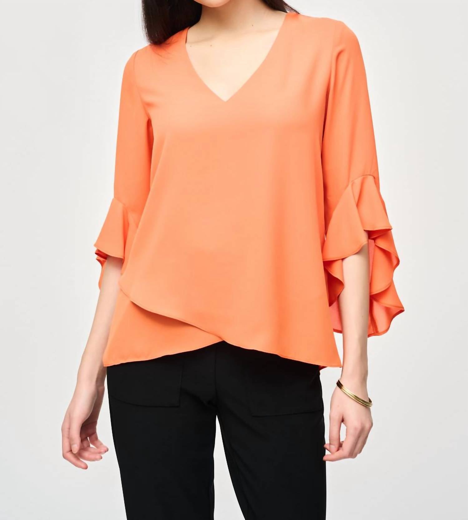 Joseph Ribkoff - Georgette Top With Ruffled Sleeves