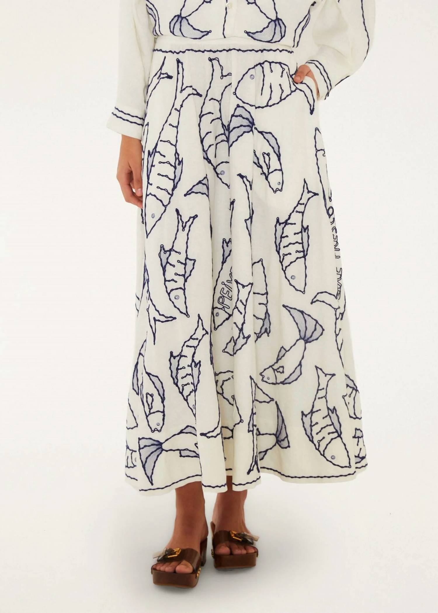 Farm Rio - Fresh Fish Midi Skirt