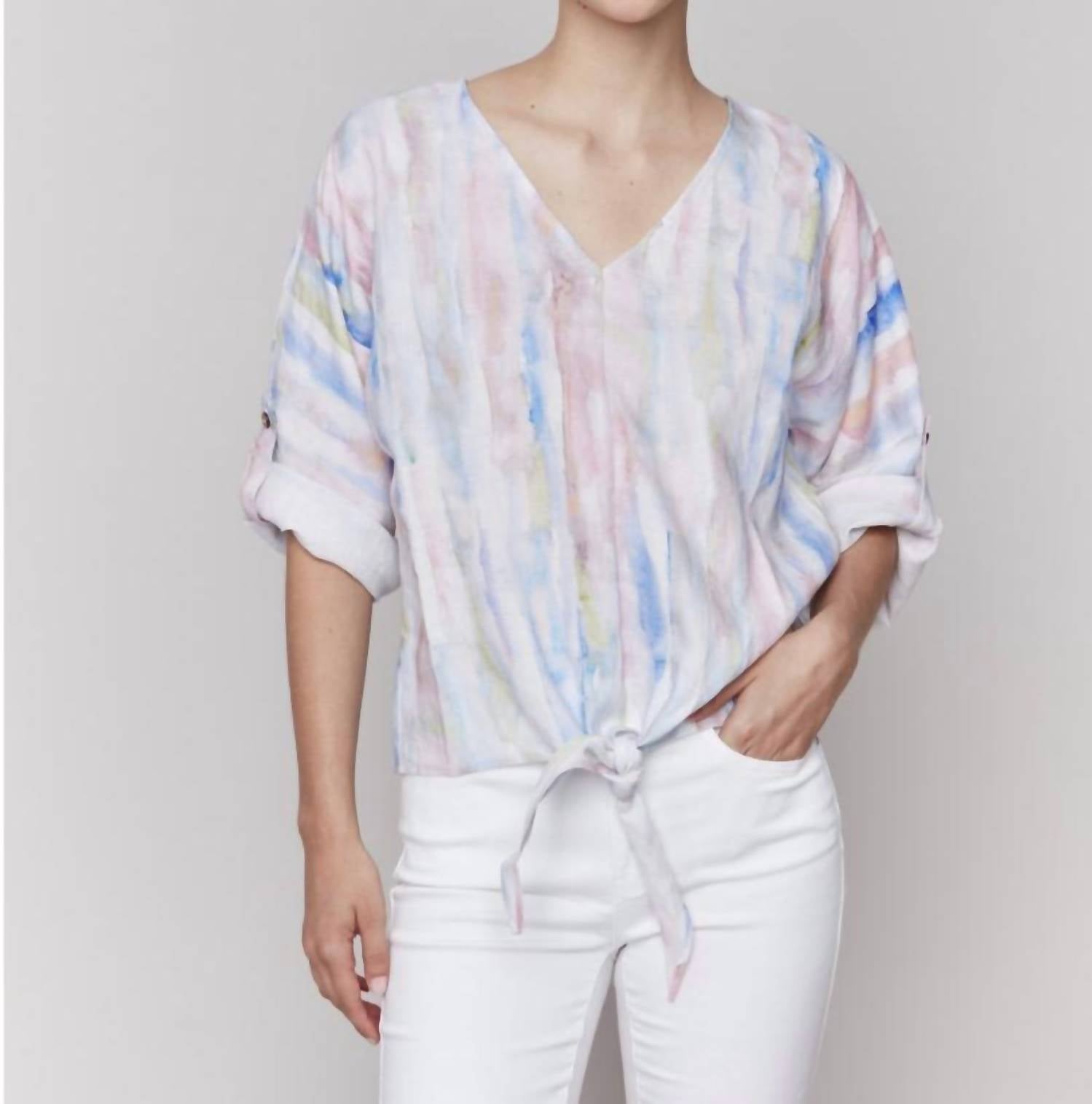 Charlie B - Printed Front Tie Top