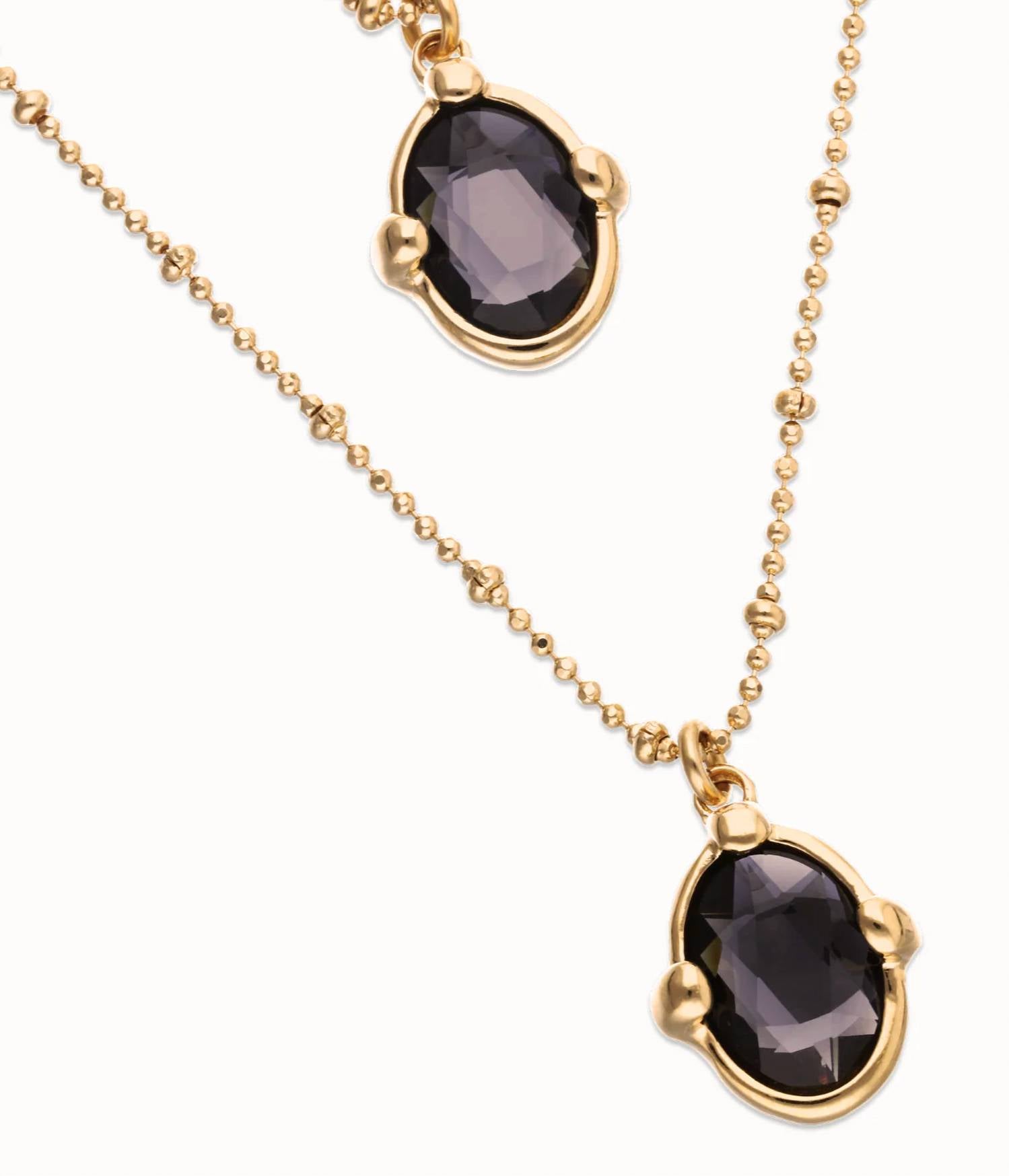 Unode50 - Women's Multi Strand Necklace With Two Oval Crystals