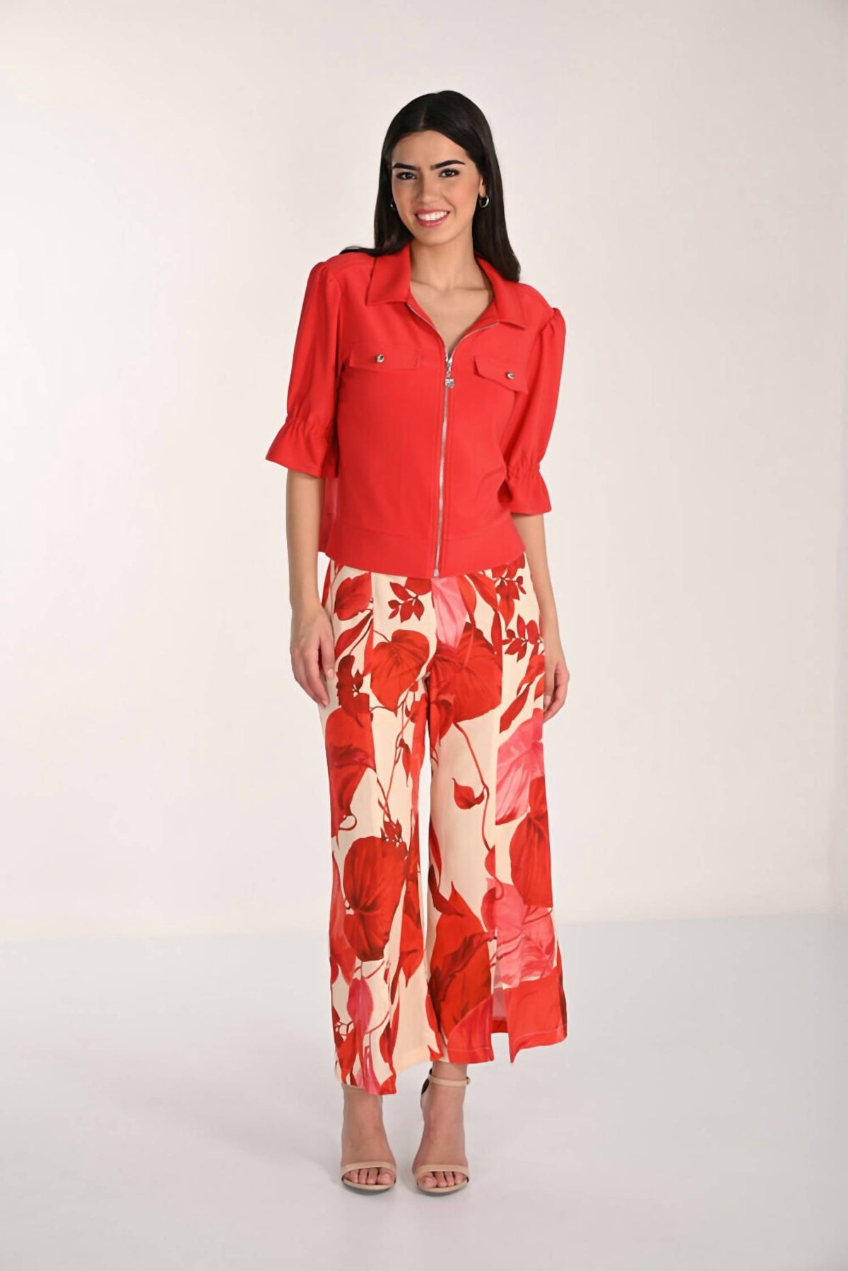 Frank Lyman - Floral High-waisted Trousers