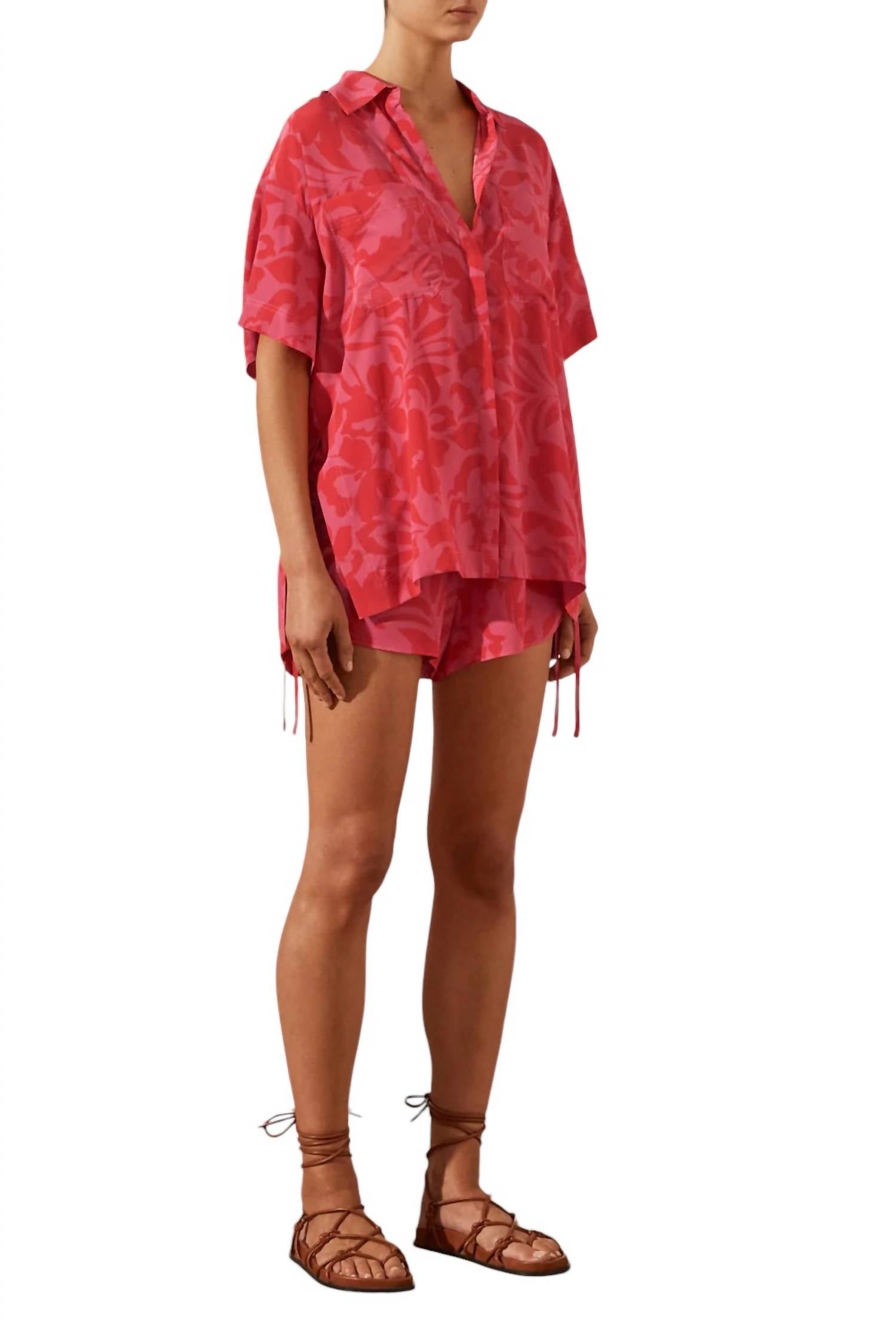 Shona Joy - SILK SHORT SLEEVE RELAXED SHIRT