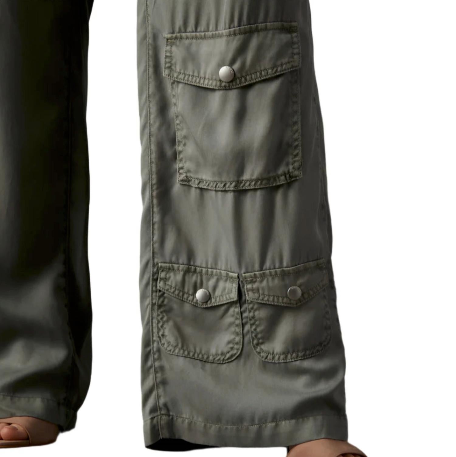 BLUE REVIVAL Wide Leg Cargo Army Pants in green - women's pants - alternate view