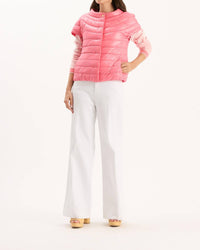 Tyler Boe Cap Sleeve Quilted Jacket in coral - women's jacket