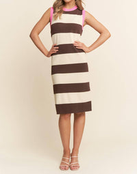 J.Nna - Lisa Striped Soft Knit Sleeveless Knit Dress