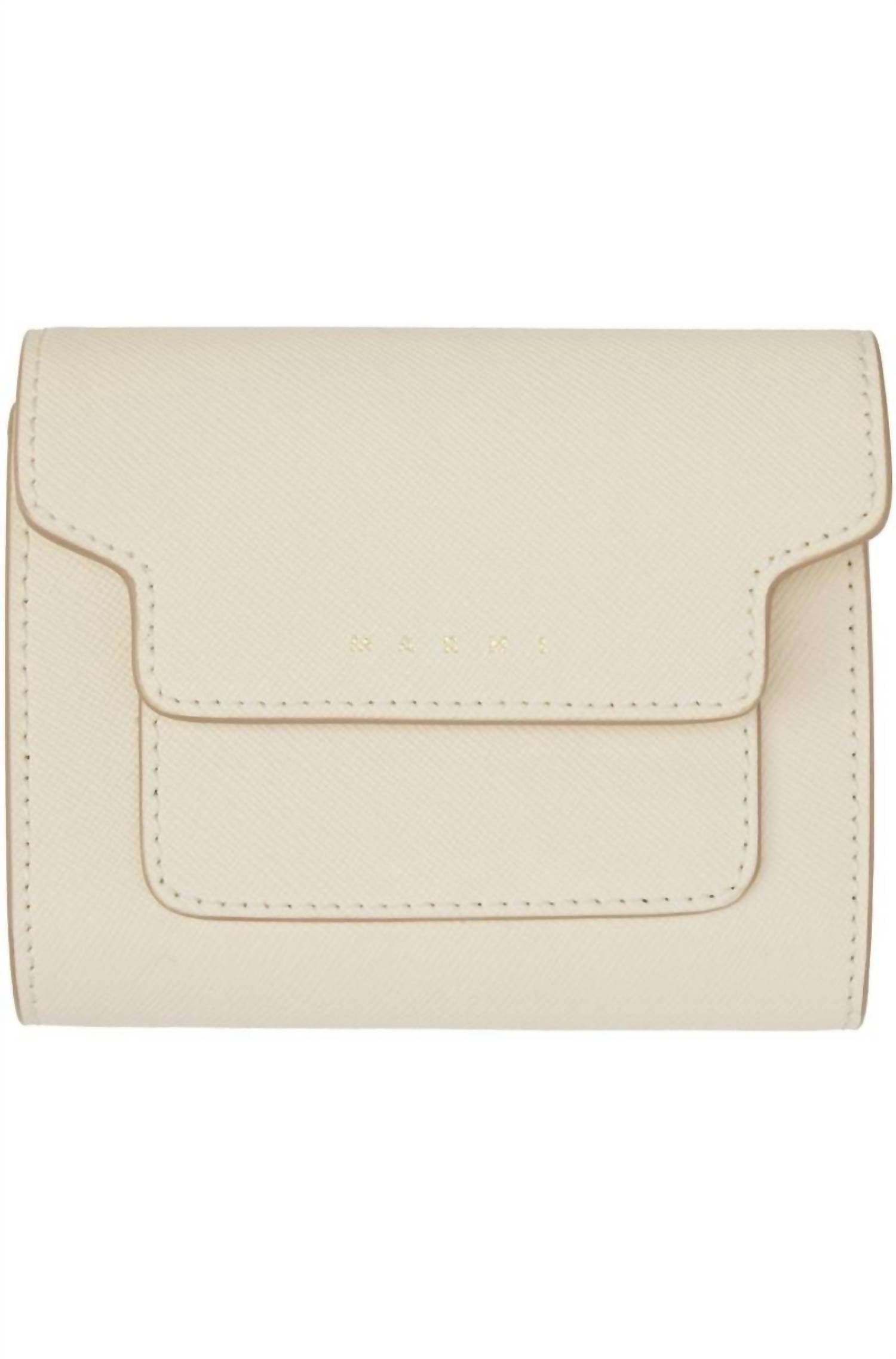 MARNI Women's Saffiano Leather Trifold Wallet in off white - women's bag