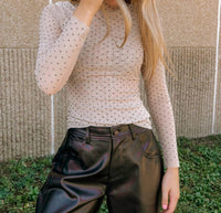 Skies Are Blue - Studs And The City Mesh Turtleneck Top