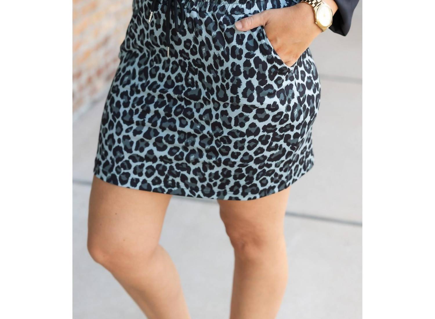 Julia Rose Stella Jogger Skirt in snow leopard 1 - women's skirt - detail view